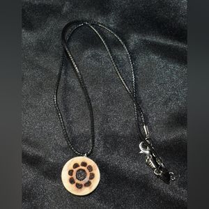 Wooden Sun Pendant Necklace